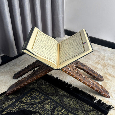 Handcarved Wooden Quran Stand - Islamic Gift Quran Holder & Quran Rehal