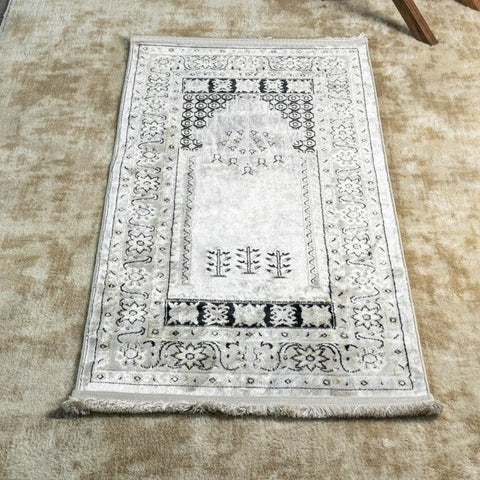 Muslim Prayer Rug, Islamic Prayer Mat, Islamic Gift for Muslim (Cream)