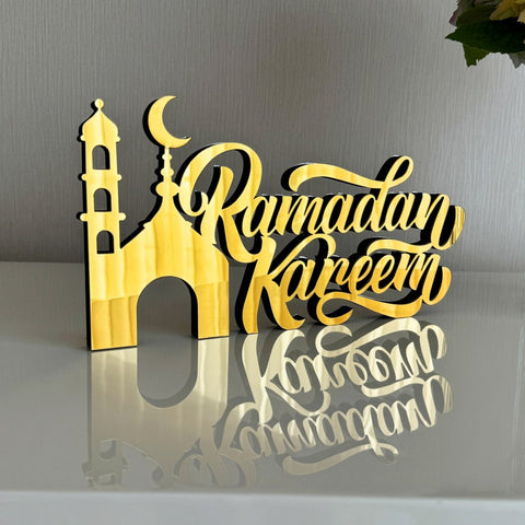 Ramadan Kareem Tabletop Decor in English with Minaret - Islamic Gift