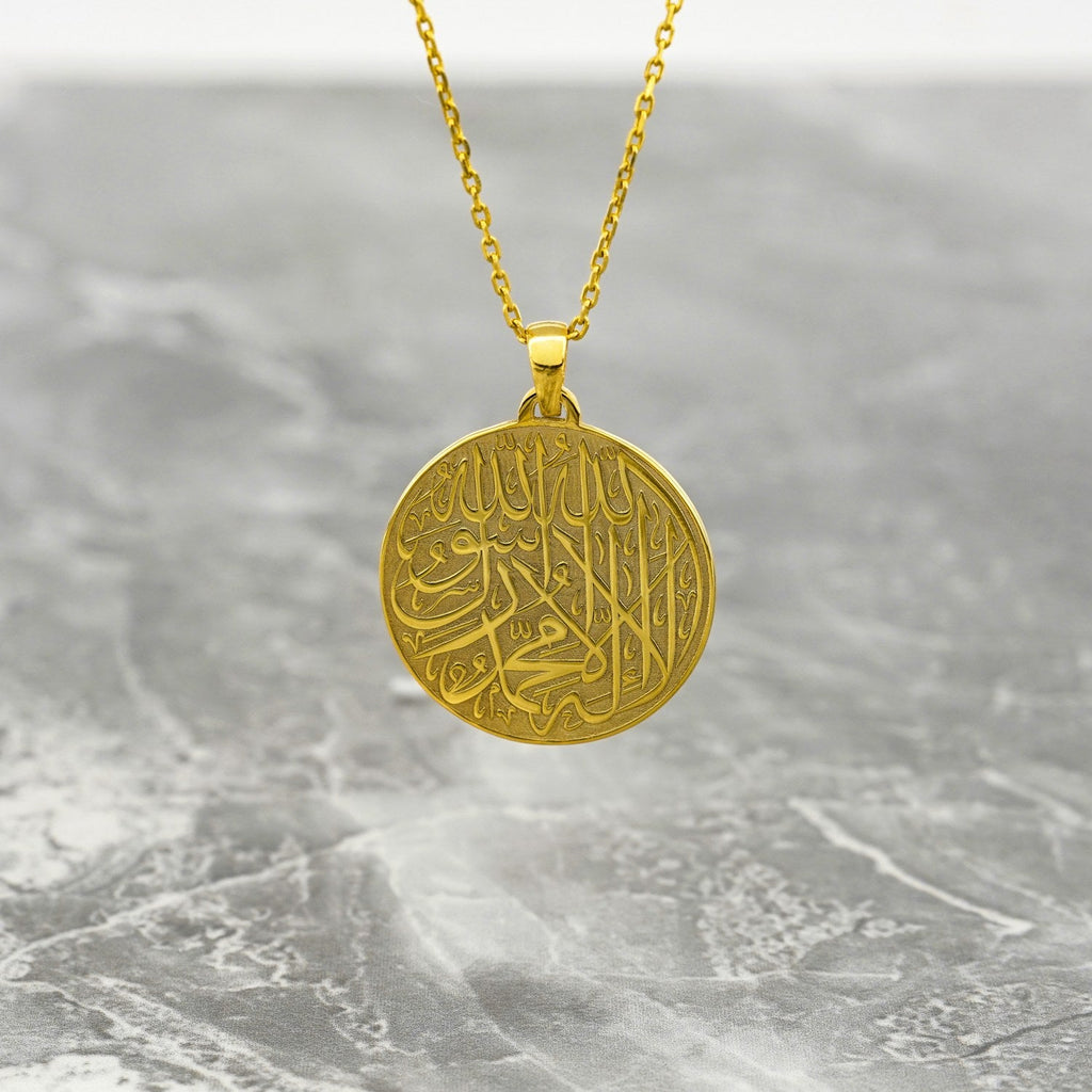 First Kalima Muslim Jewelry - 18K Gold Plated Silver Islamic Pendant