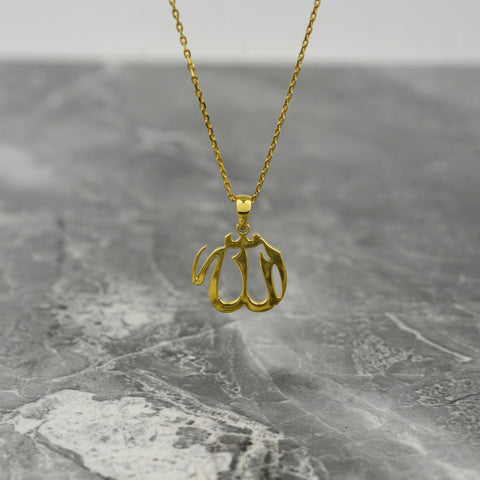 Allah Necklace 18K Gold Plated Silver Pendant - Muslim Jewelry