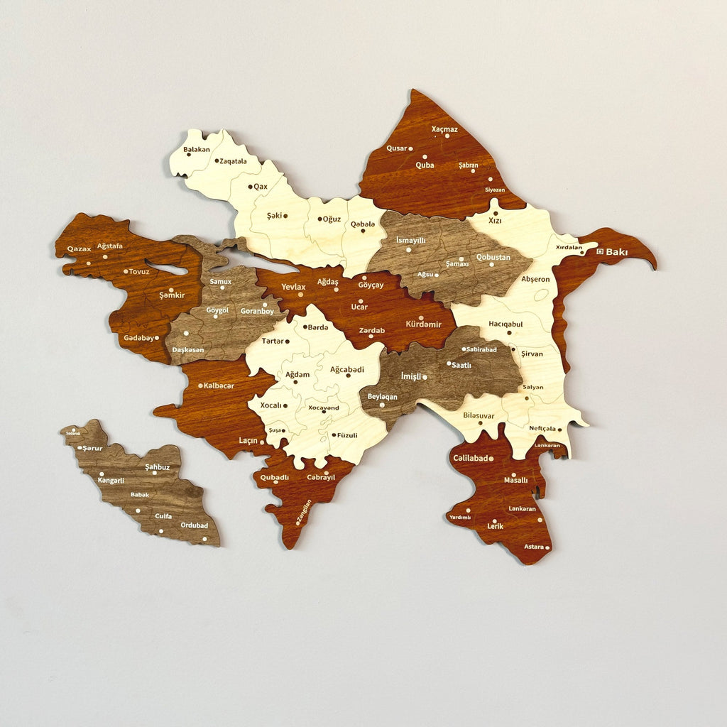 Azerbaijan Wooden Wall Map Islamic Wall Art Decor