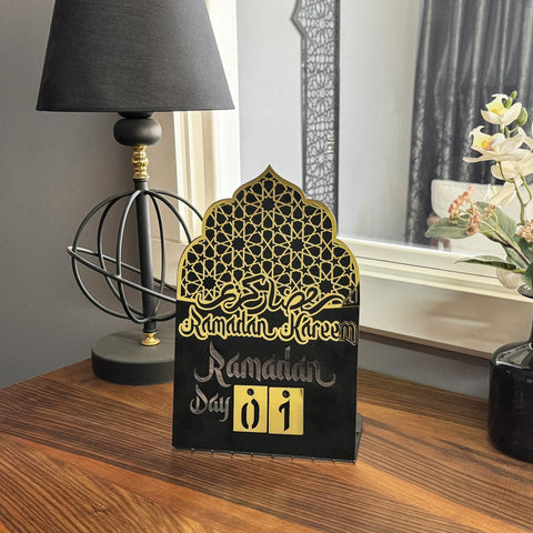 Ramadan Calendar Metal & Acrylic Islamic Gift Table Decor, Islamic Motifs