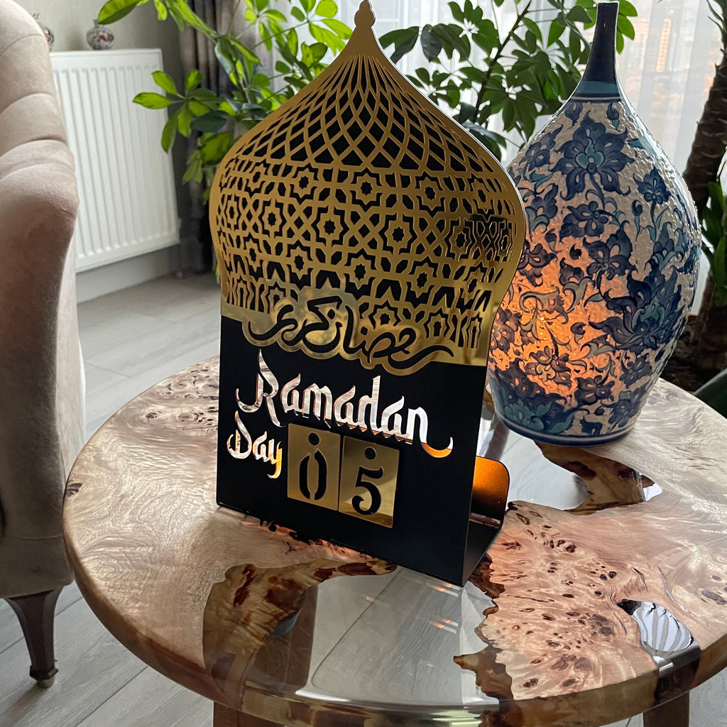 Ramadan Calendar Metal Acrylic Islamic Table Decor - Islamic Gift