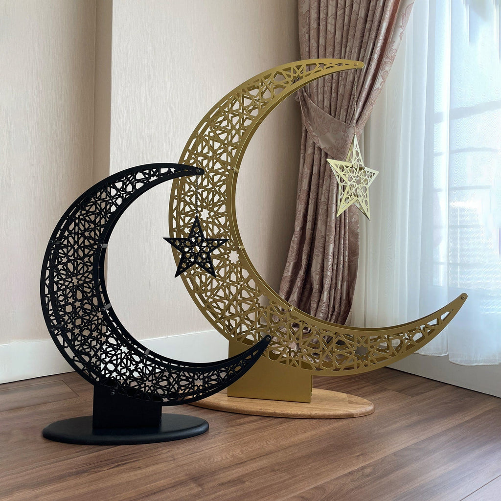 Crescent & Star Ramadan Decor - Metal Islamic Home Decoration