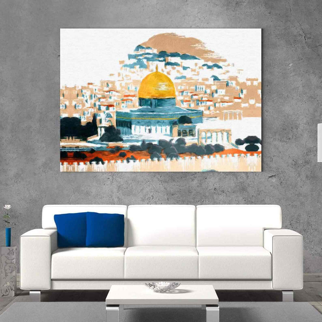 Masjid Al Aqsa (The Dome of the Rock) - Islamic Canvas Printing Islamic Wall Art